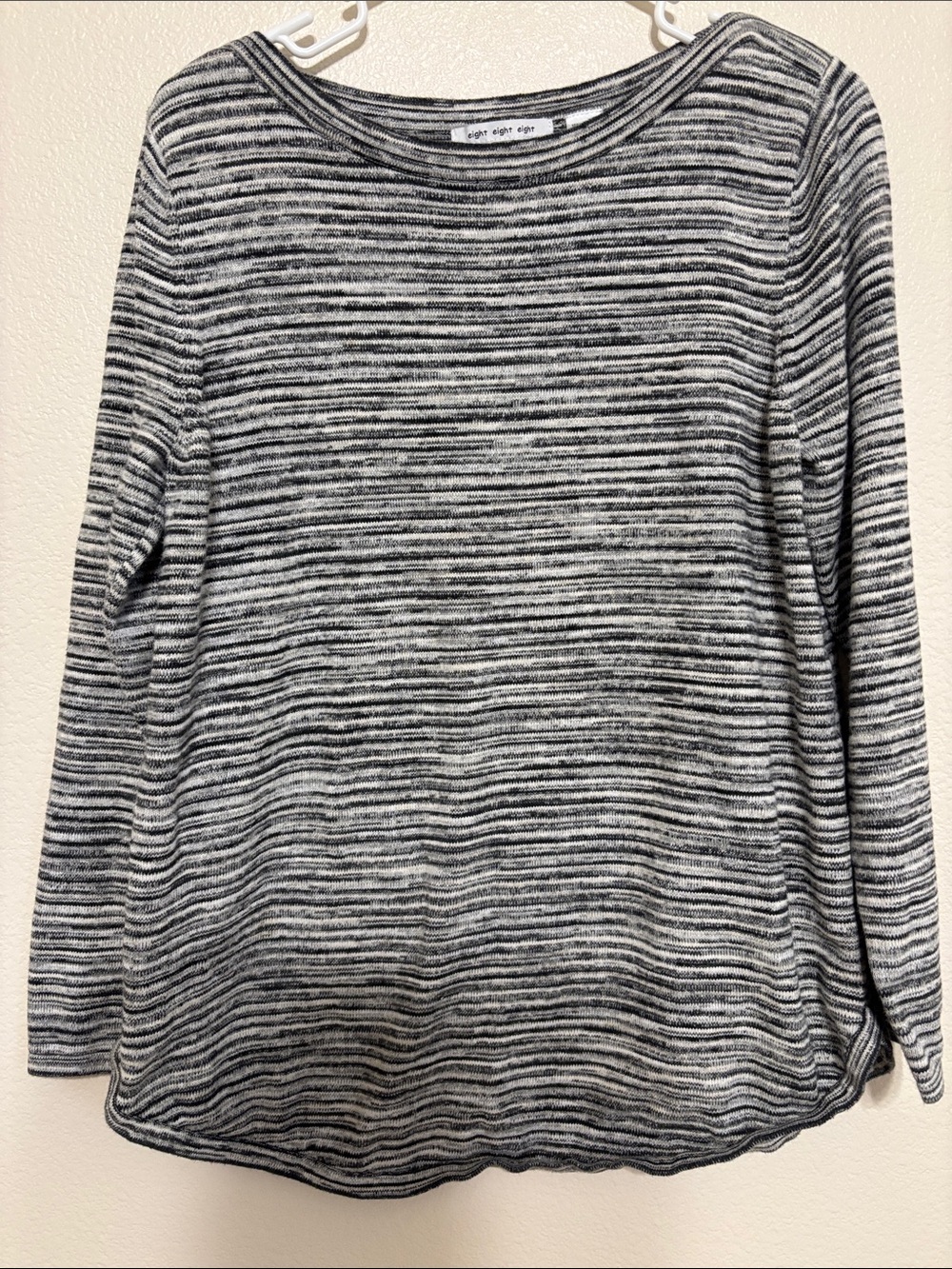 eight eight eight Black and White Striped Long Sleeve Top Size Large